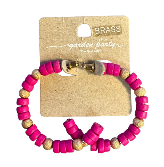 HOT PINK AND GOLD PARTIAL HOOP EARRINGS