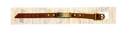 LEATHER BRACELET WITH METAL PLATE WITH SAYING