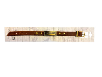 LEATHER BRACELET WITH METAL PLATE WITH SAYING