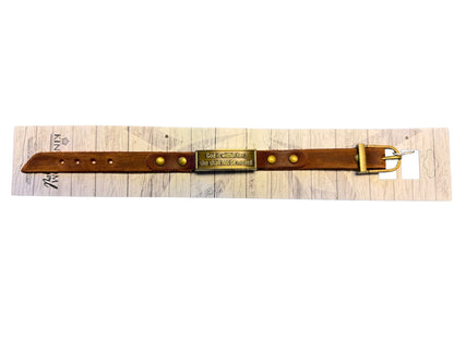 LEATHER BRACELET WITH METAL PLATE WITH SAYING
