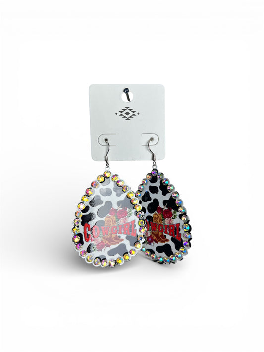 COW PRINT COWGIRL EARRINGS