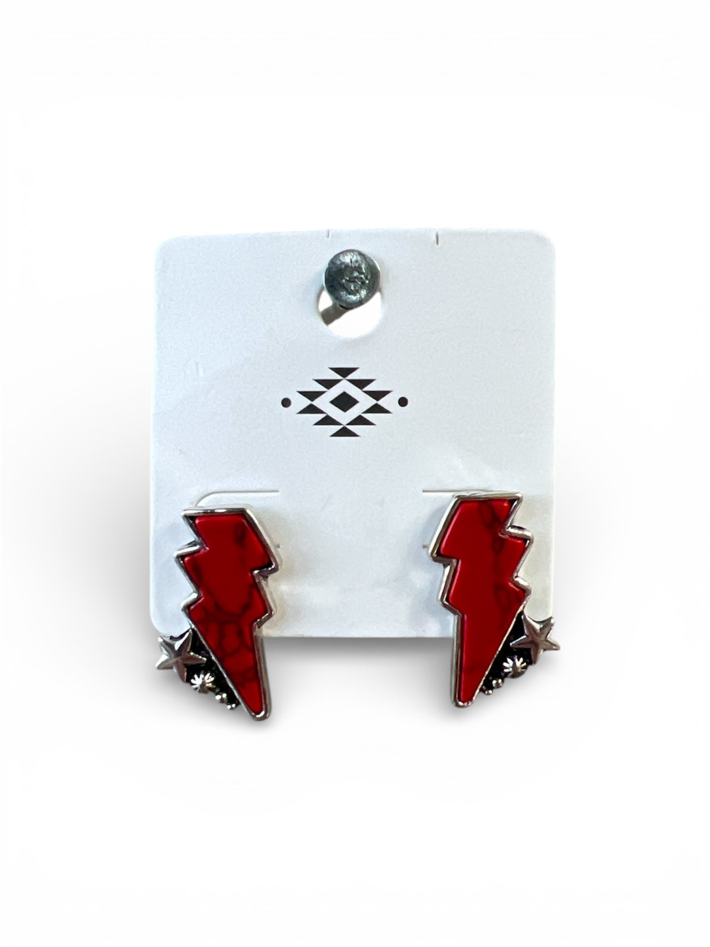 RED MARBLE BOLT EARRINGS