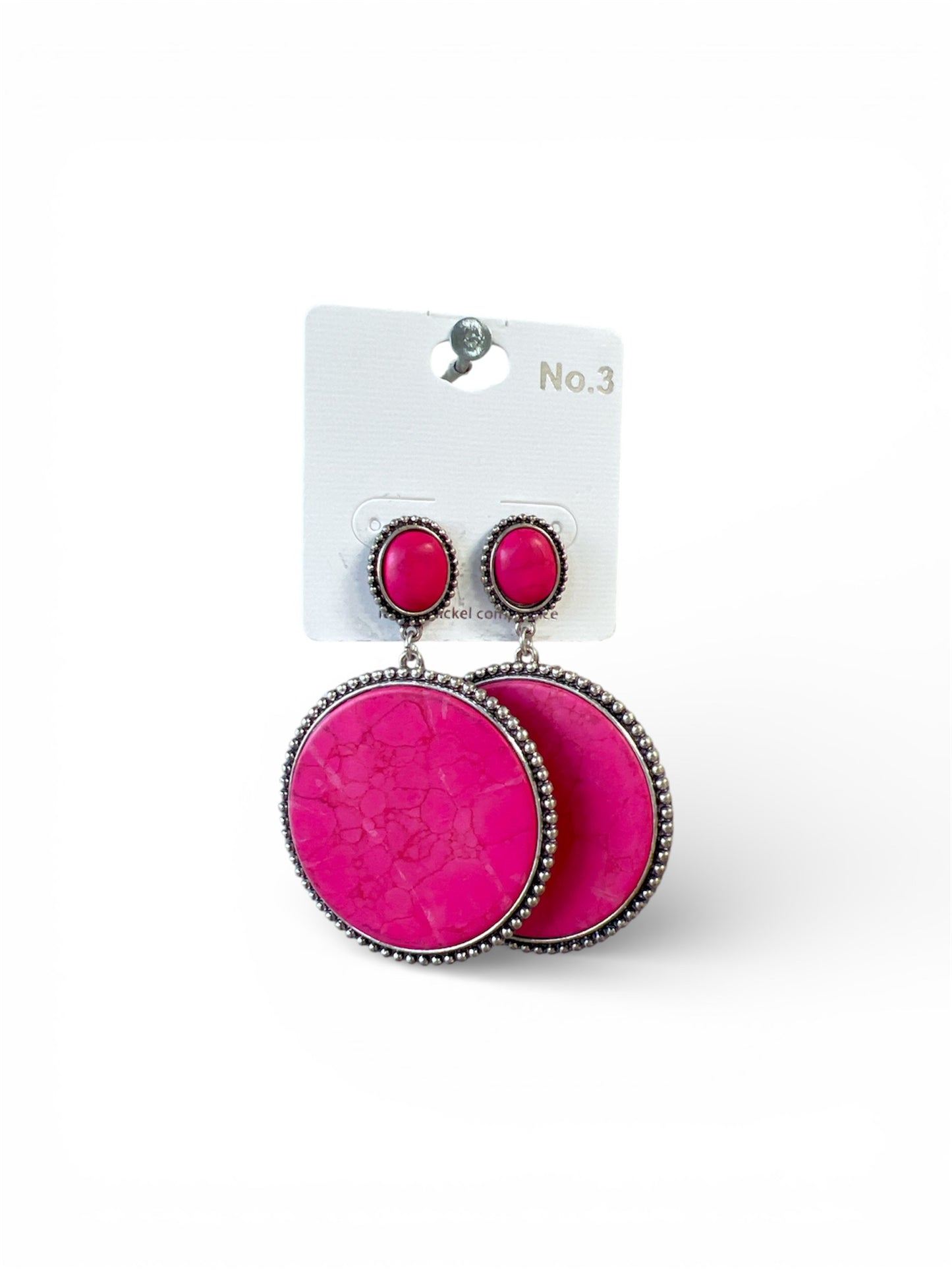 PINK MARBLE COIN EARRINGS