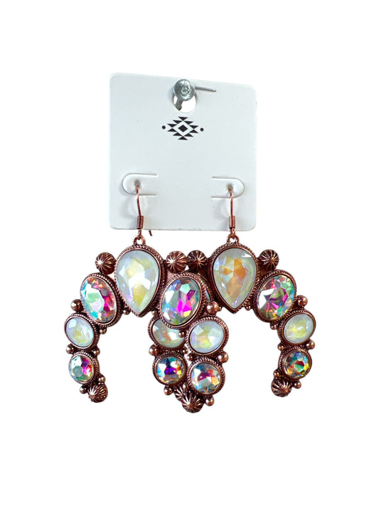 BRASS BEAD GEM EARRRINGS
