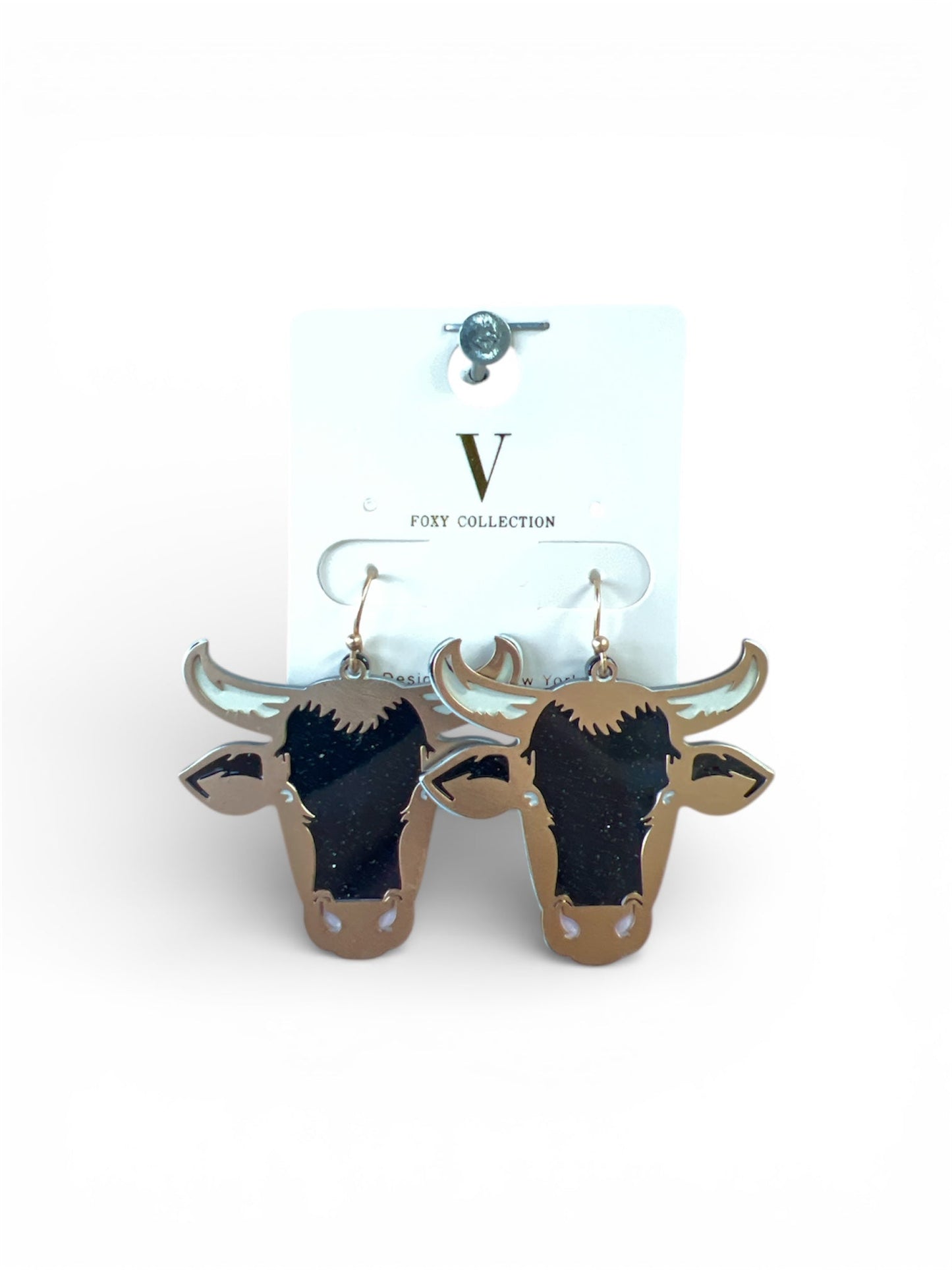 BLACK N' GOLD COW EARRINGS