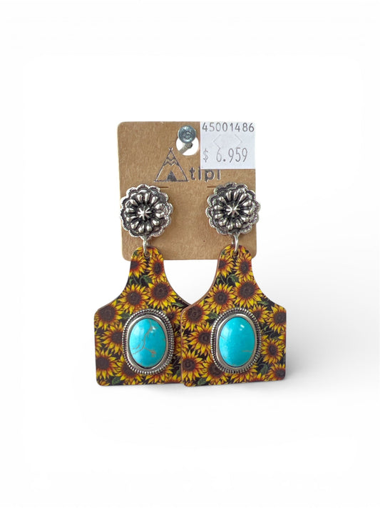 SUNFLOWER TAG EARRINGS