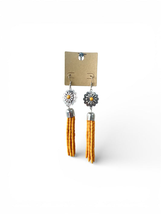YELLOW BLOSSOM BEAD DANGLE EARRINGS