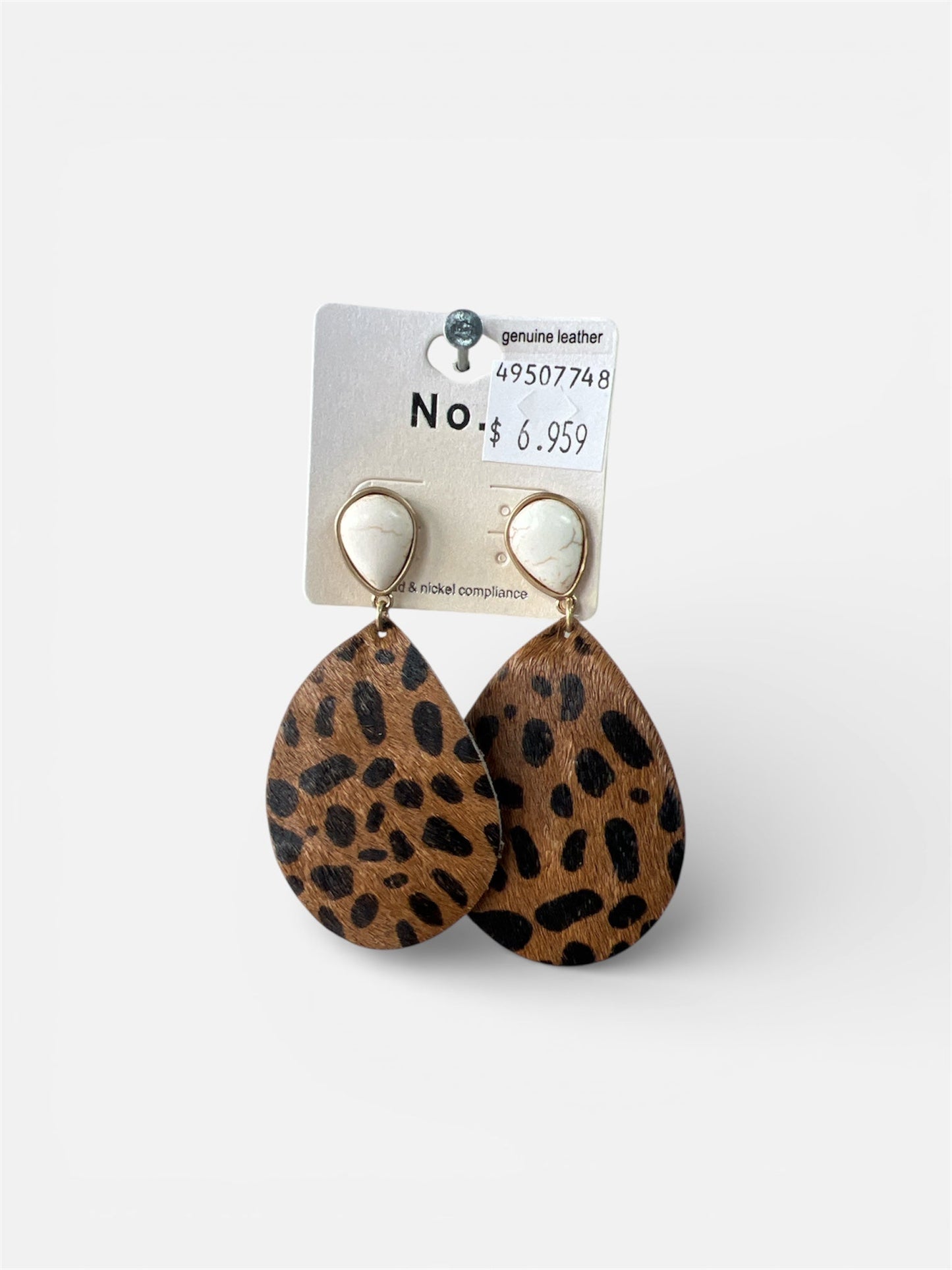 BROWN CHEETAH LEATHER EARRINGS
