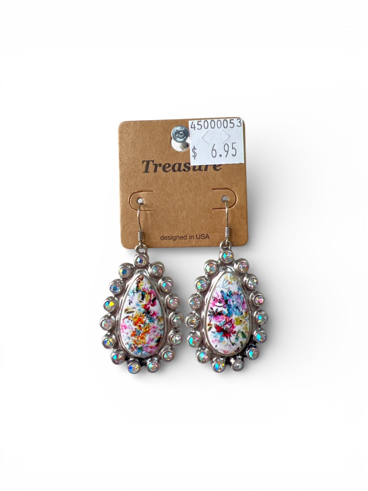 FLOWER TEARDROP GEM EARRINGS