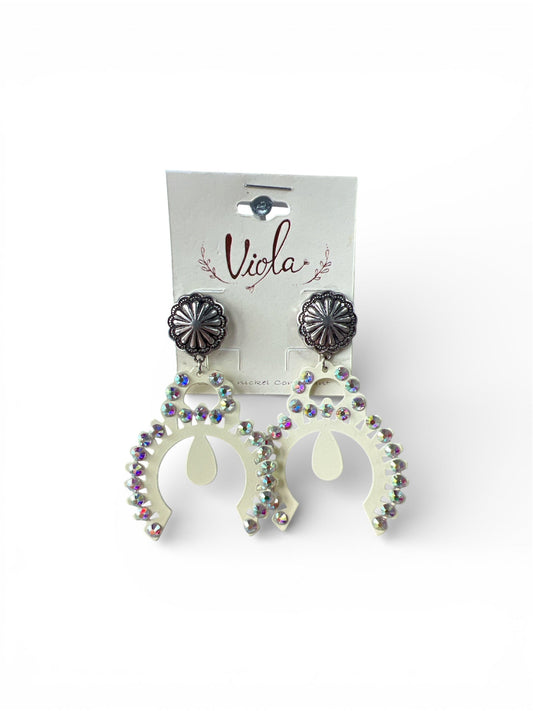 WHITE SILVER BLOSSOM DANGLE EARRINGS