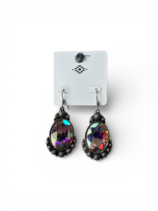 SPARKLY OVAL GEM EARRINGS