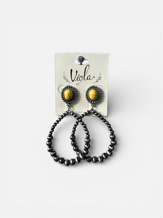 MUSTARD MARBLE HOOP EARRINGS