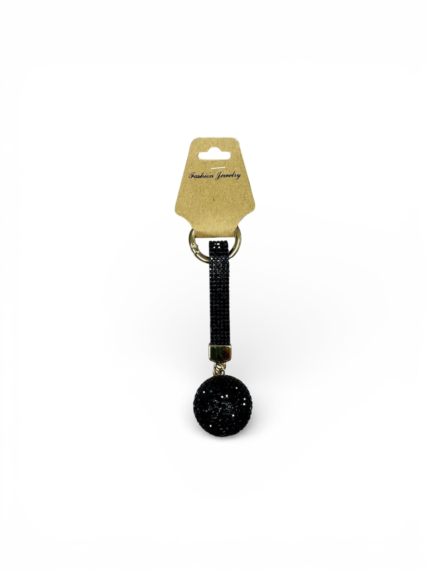 BLACK BLING BALL KEYCHAIN