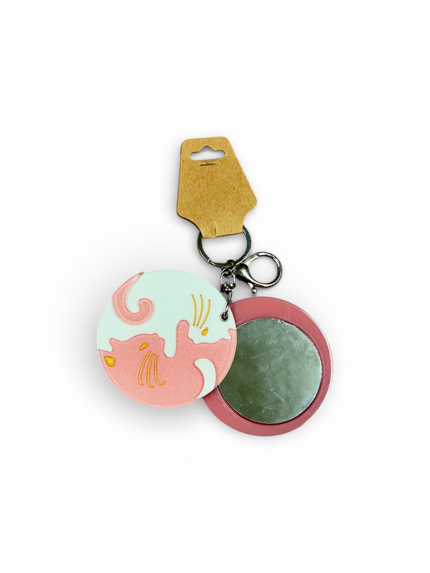CAT COMPACT TWIST MIRROR KEYCHAIN