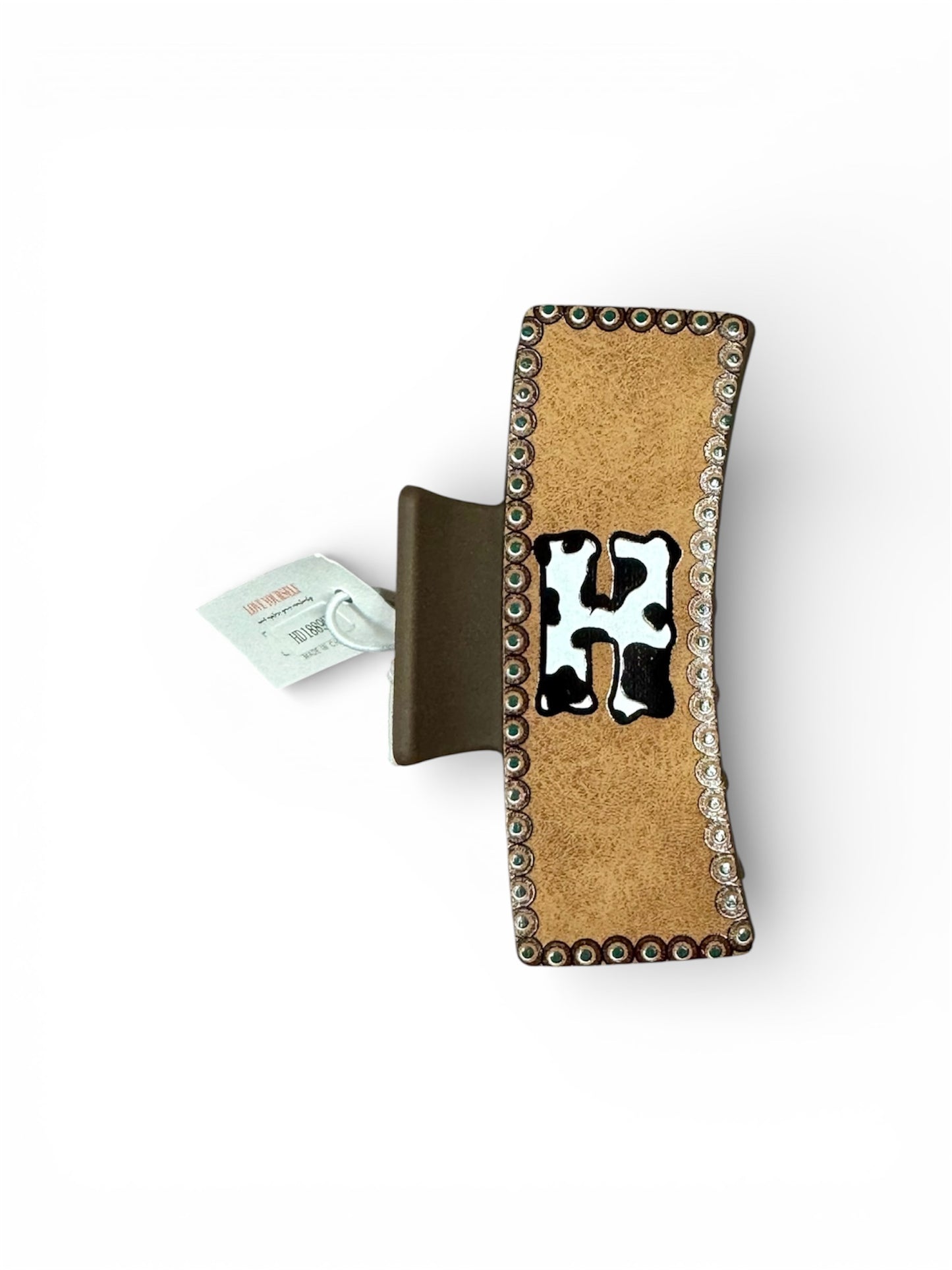 COW PRINT INITIAL HAIR CLIPS