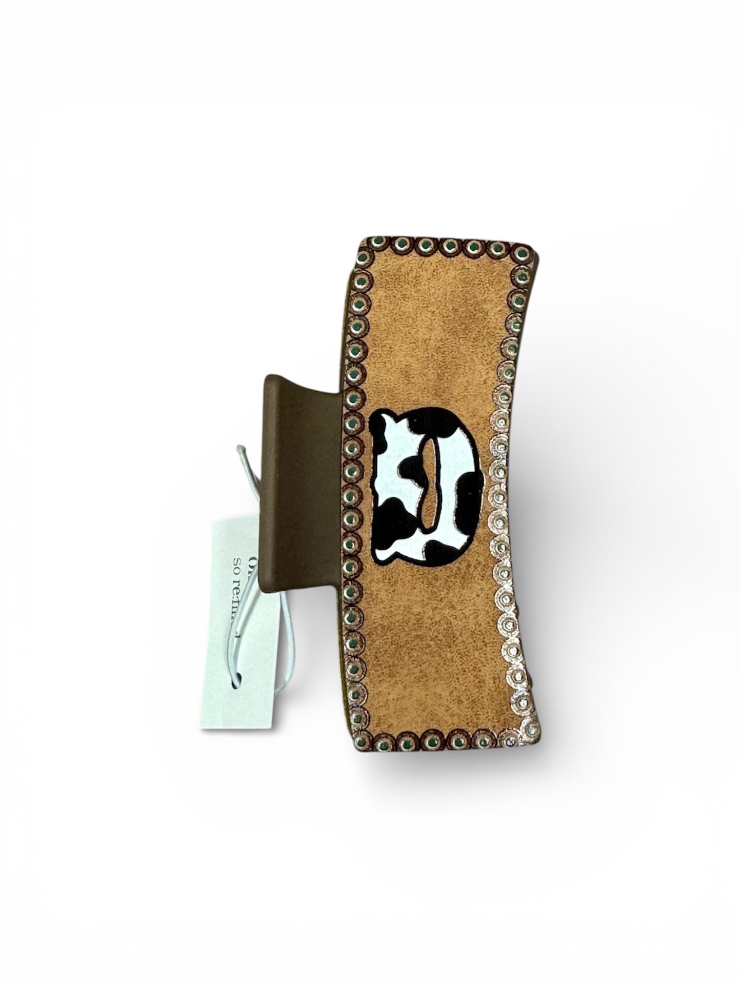 COW PRINT INITIAL HAIR CLIPS