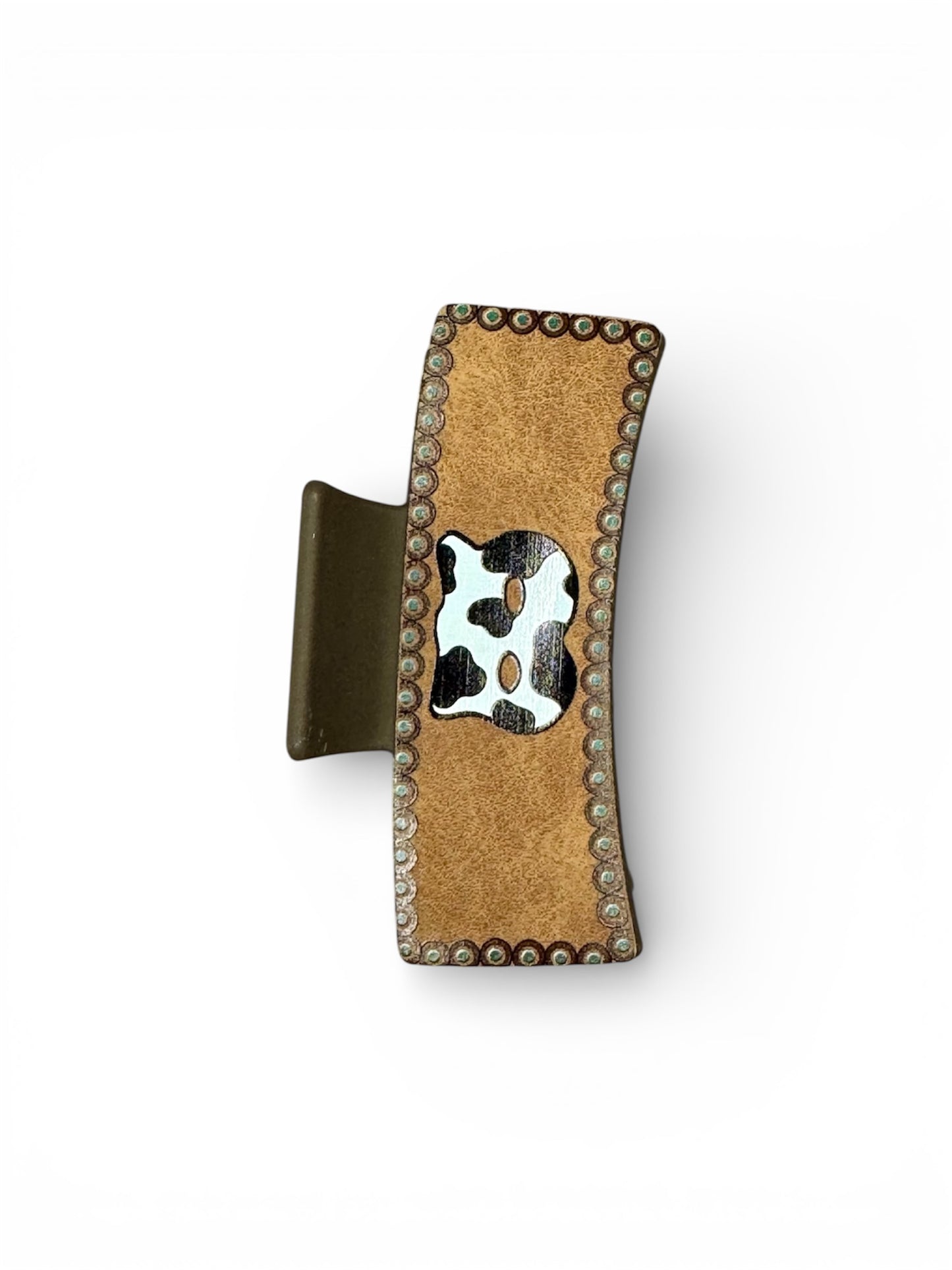 COW PRINT INITIAL HAIR CLIPS
