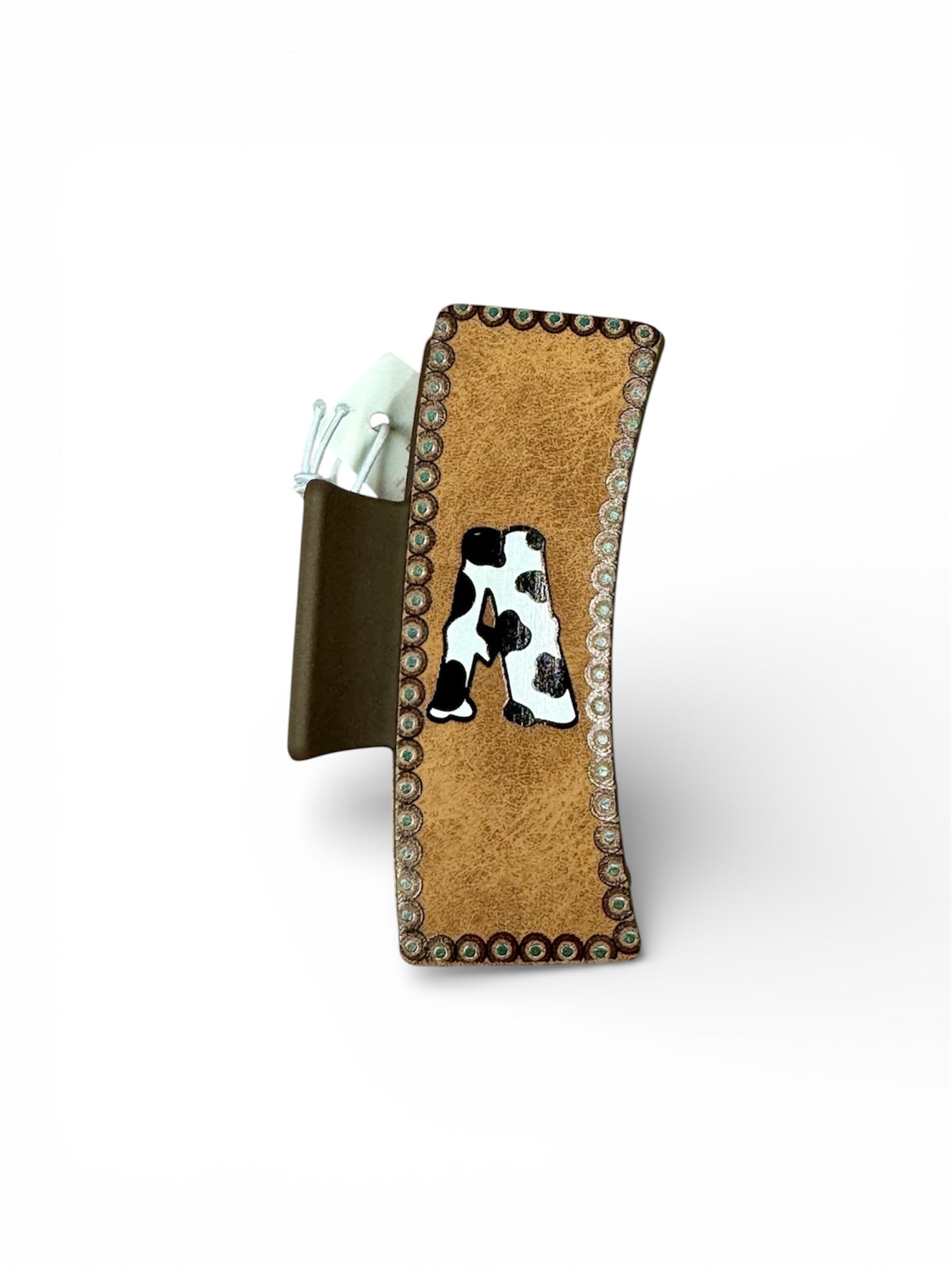 COW PRINT INITIAL HAIR CLIPS