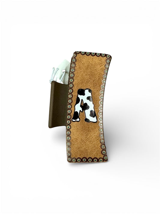 COW PRINT INITIAL HAIR CLIPS