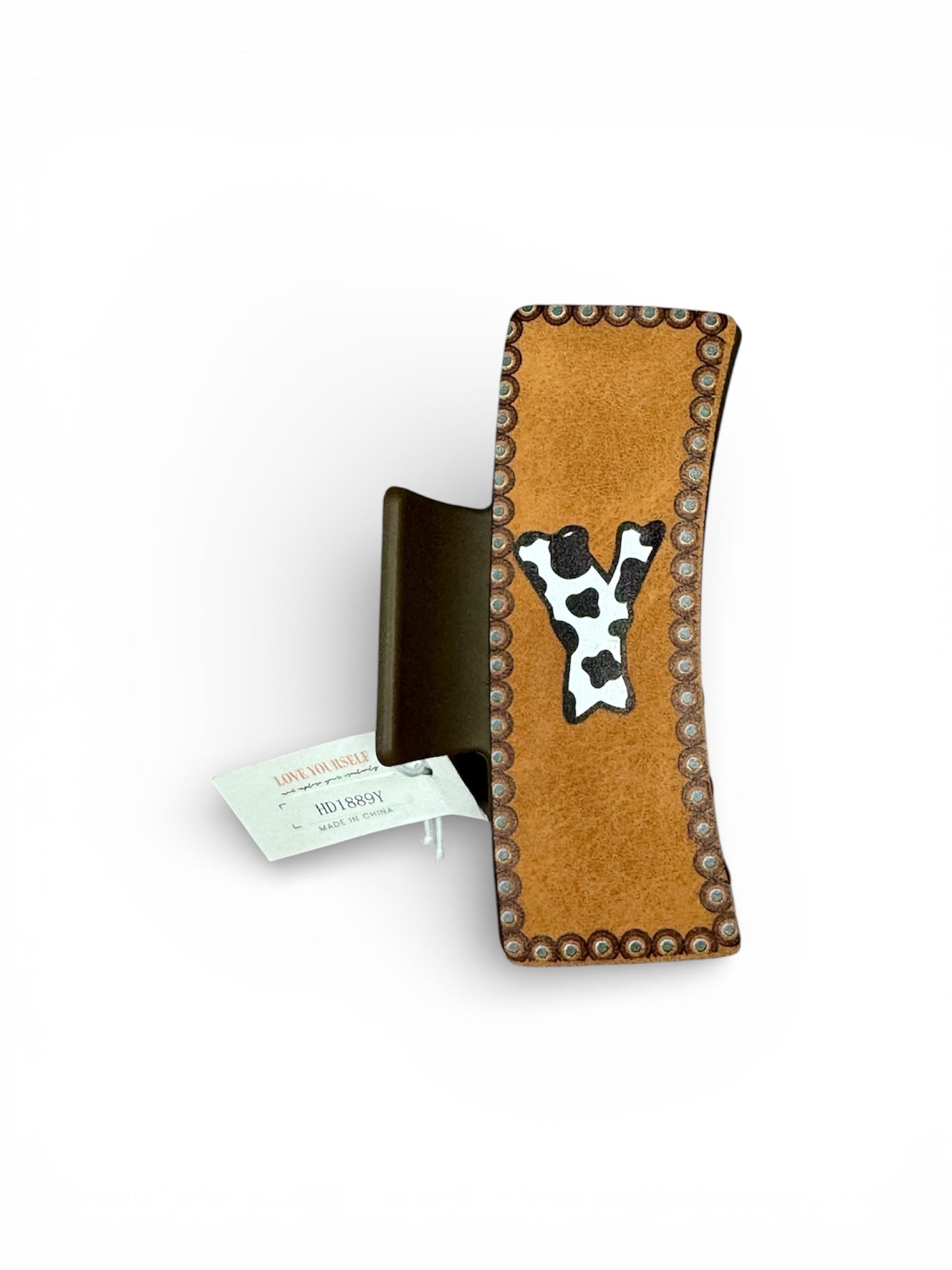 COW PRINT INITIAL HAIR CLIPS