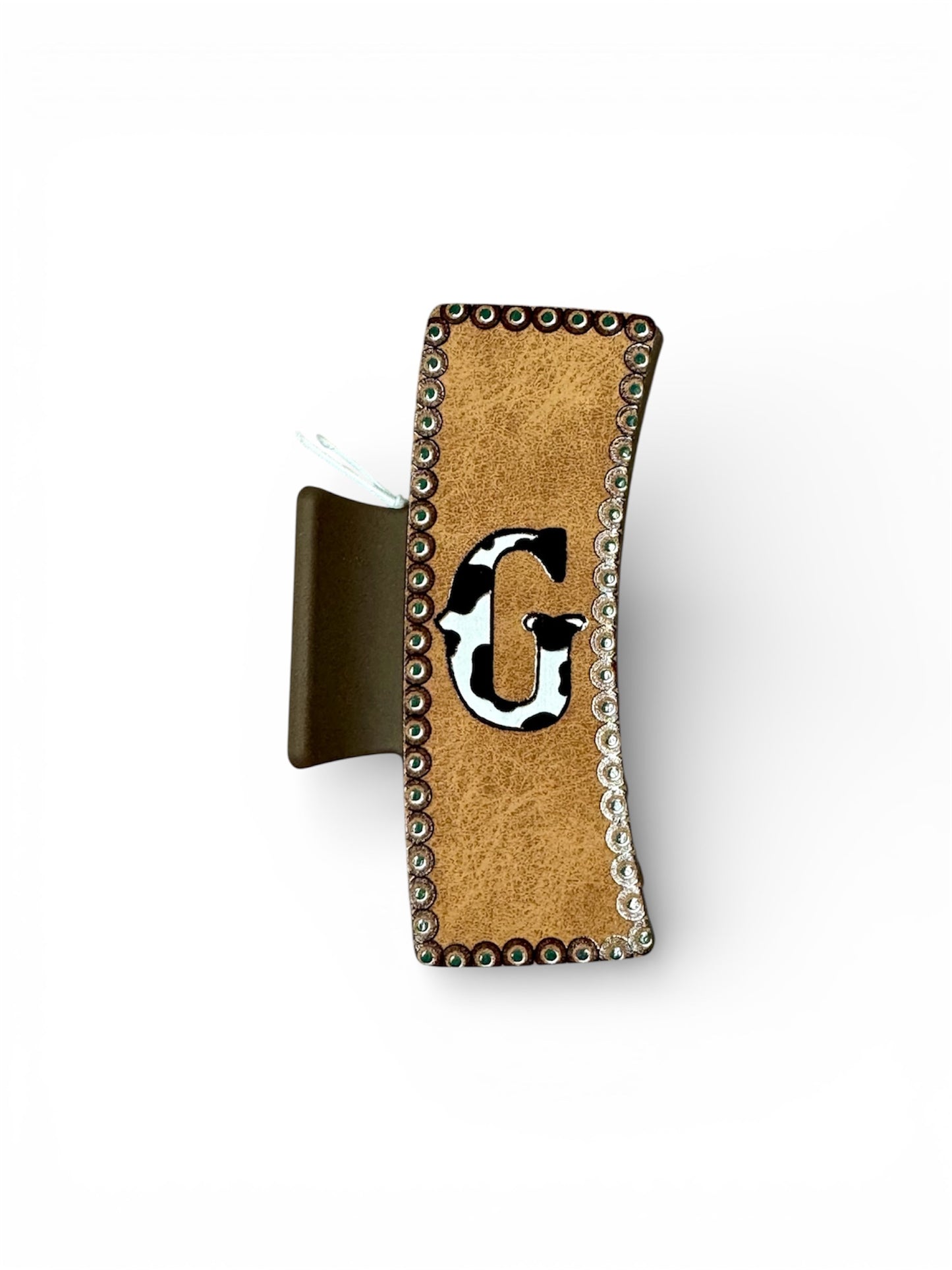 COW PRINT INITIAL HAIR CLIPS