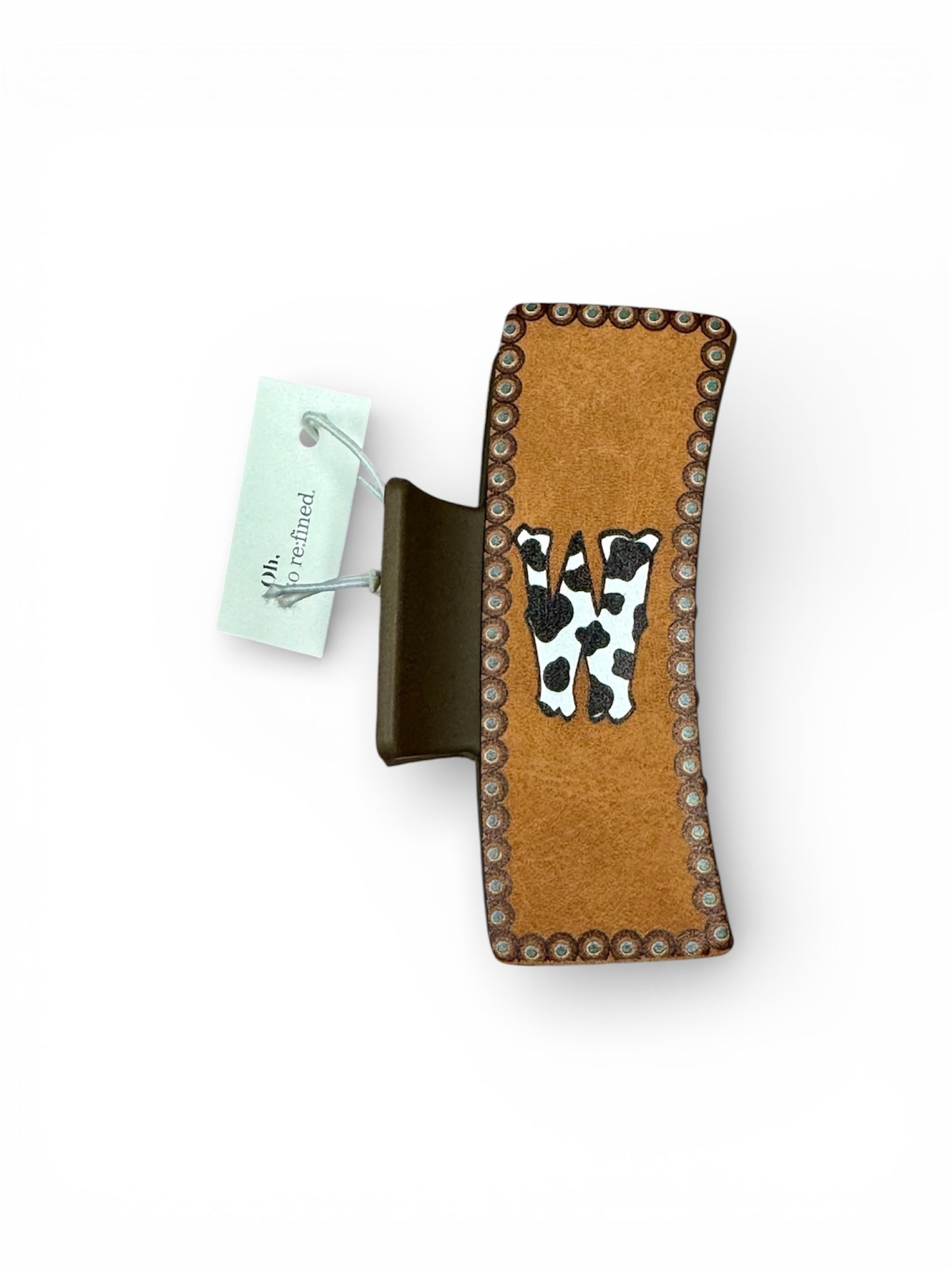 COW PRINT INITIAL HAIR CLIPS