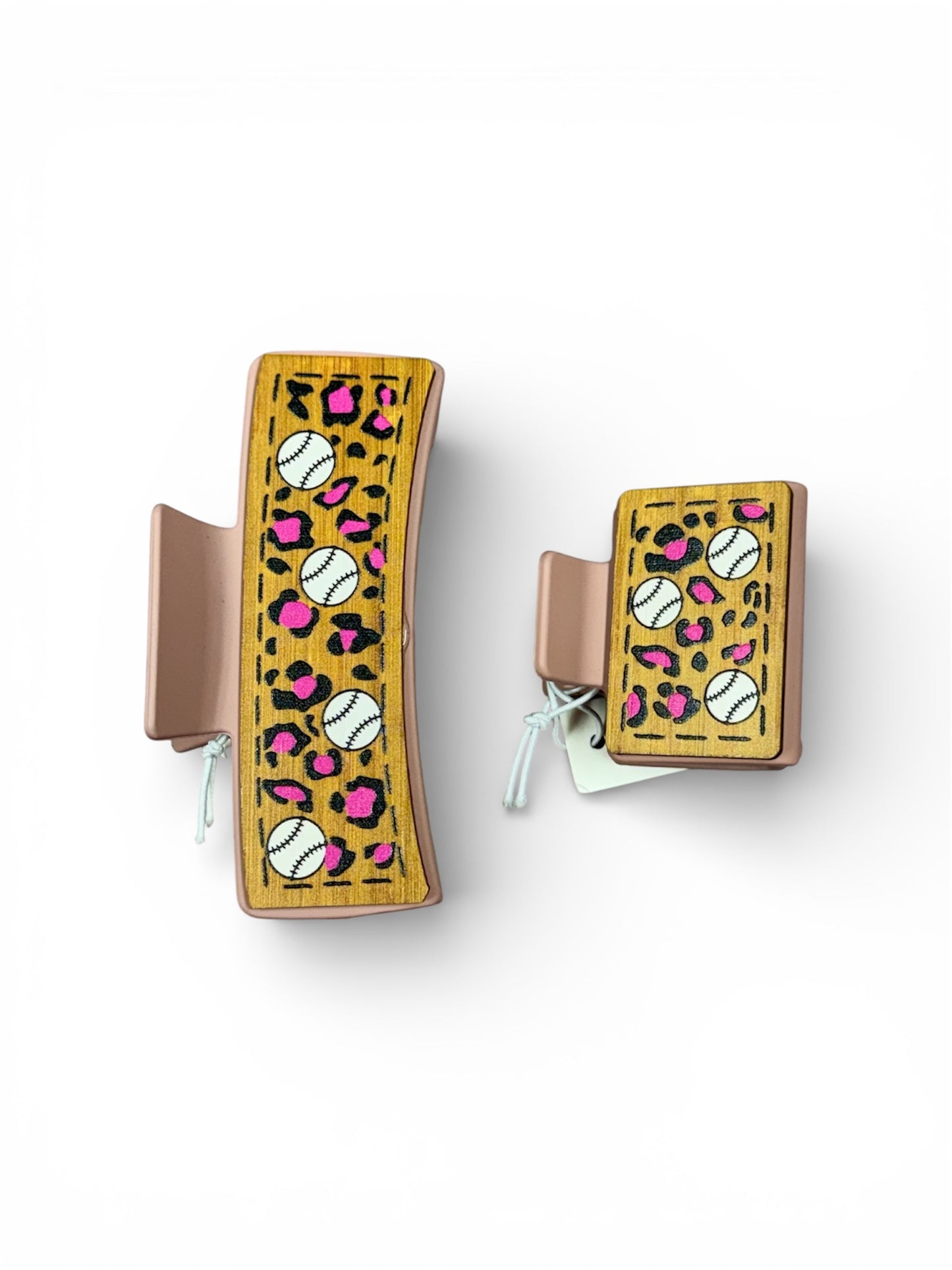 BASEBALL AND LEOPARD HAIR CLIP