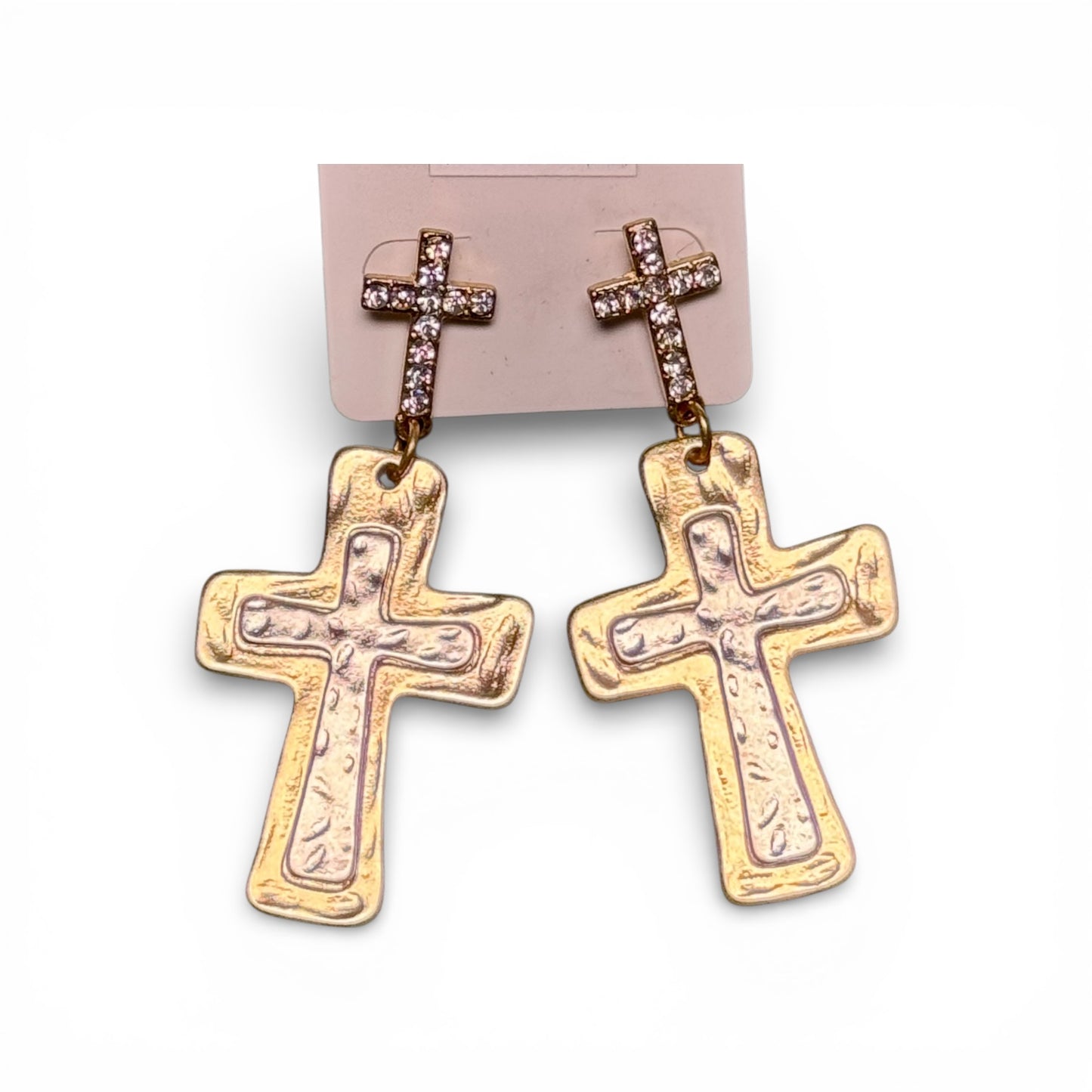 2 TIER CROSS EARRINGS