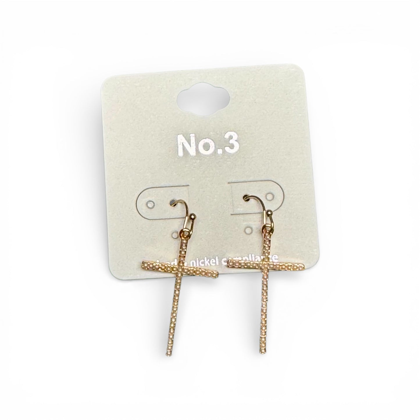 GOLD AND PEARL CROSS EARRINGS