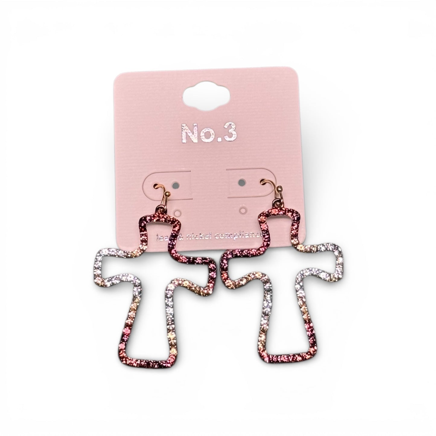 OMBRE RHINESTONE CROSS EARRINGS