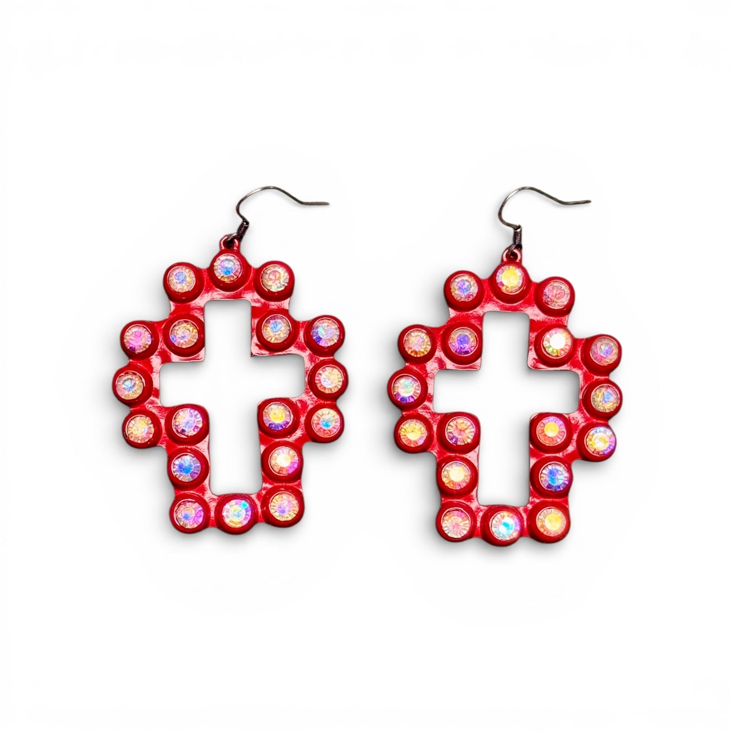 METAL CROSS EARRINGS WITH AB