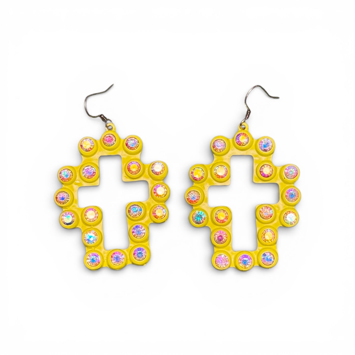 METAL CROSS EARRINGS WITH AB