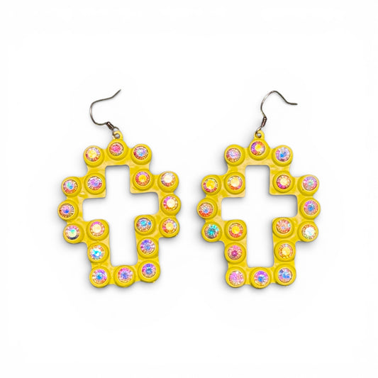 METAL CROSS EARRINGS WITH AB
