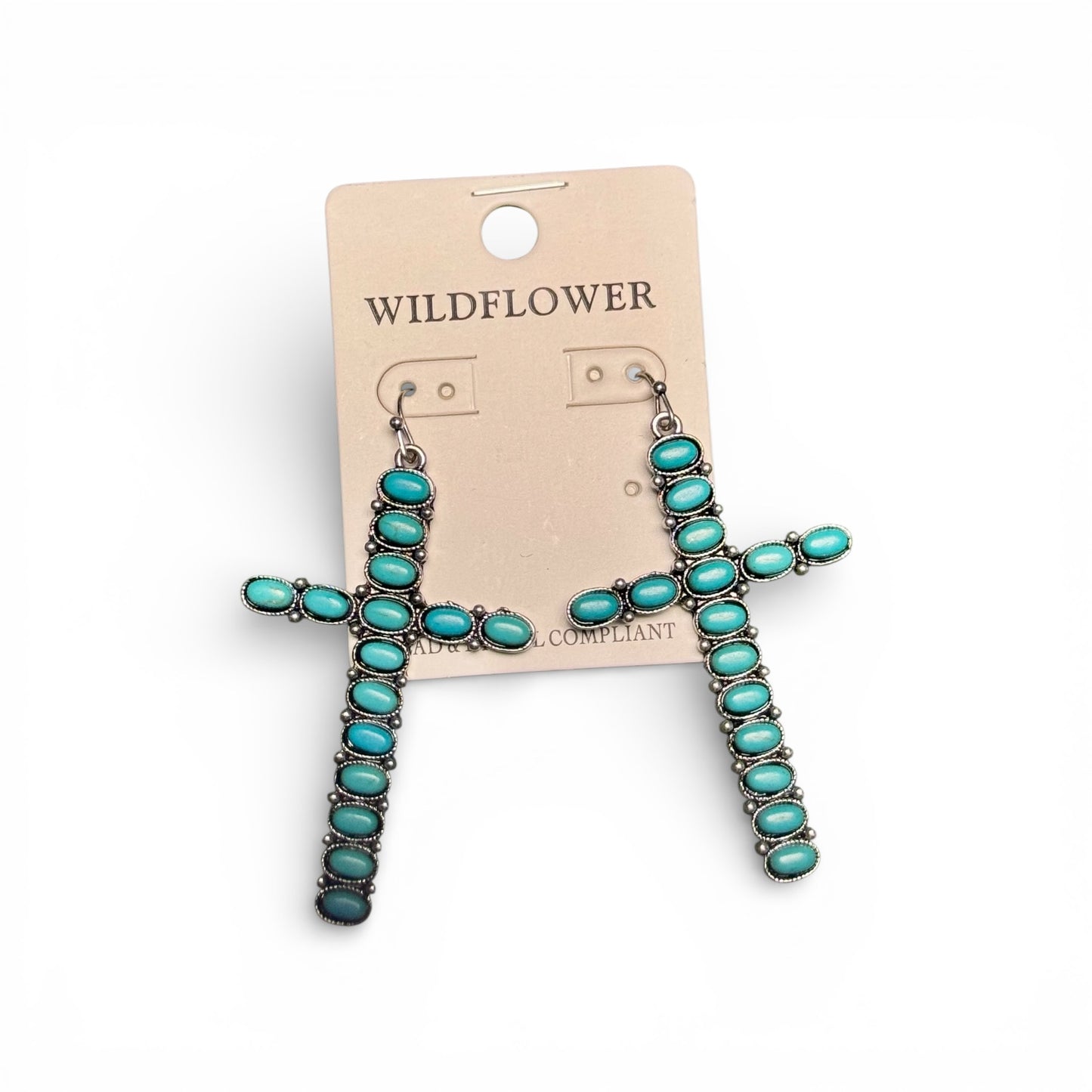 METAL CROSS EARRING WITH STONES
