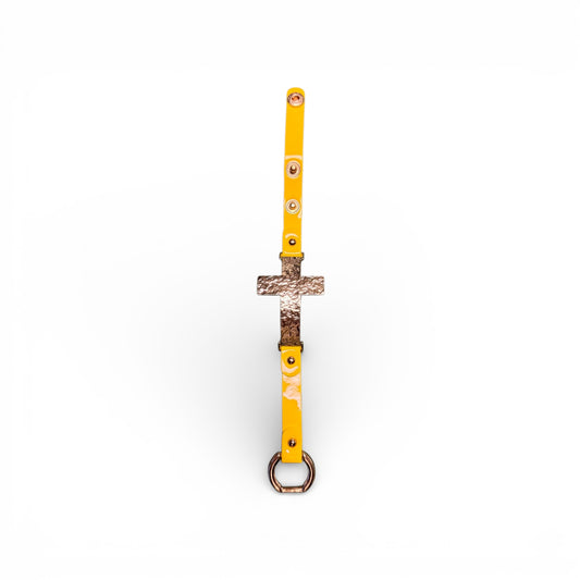 PATENT YELLOW CROSS BRACELET