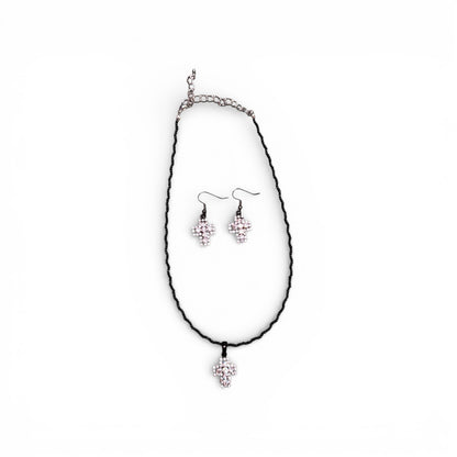 VARIOUS COLOR CROSS NECKLACE AND EARRING SETS