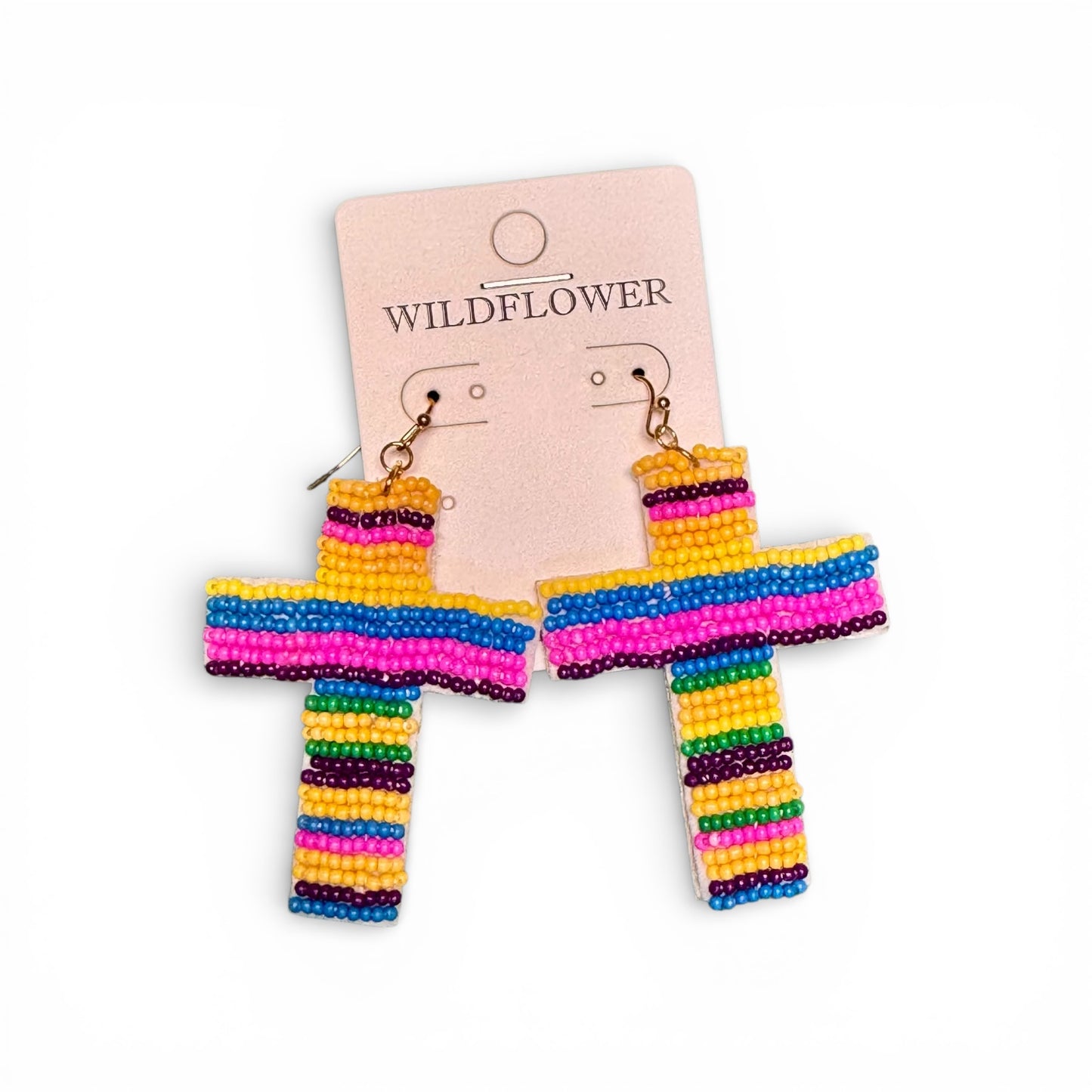 SEED BEAD CROSS EARRINGS