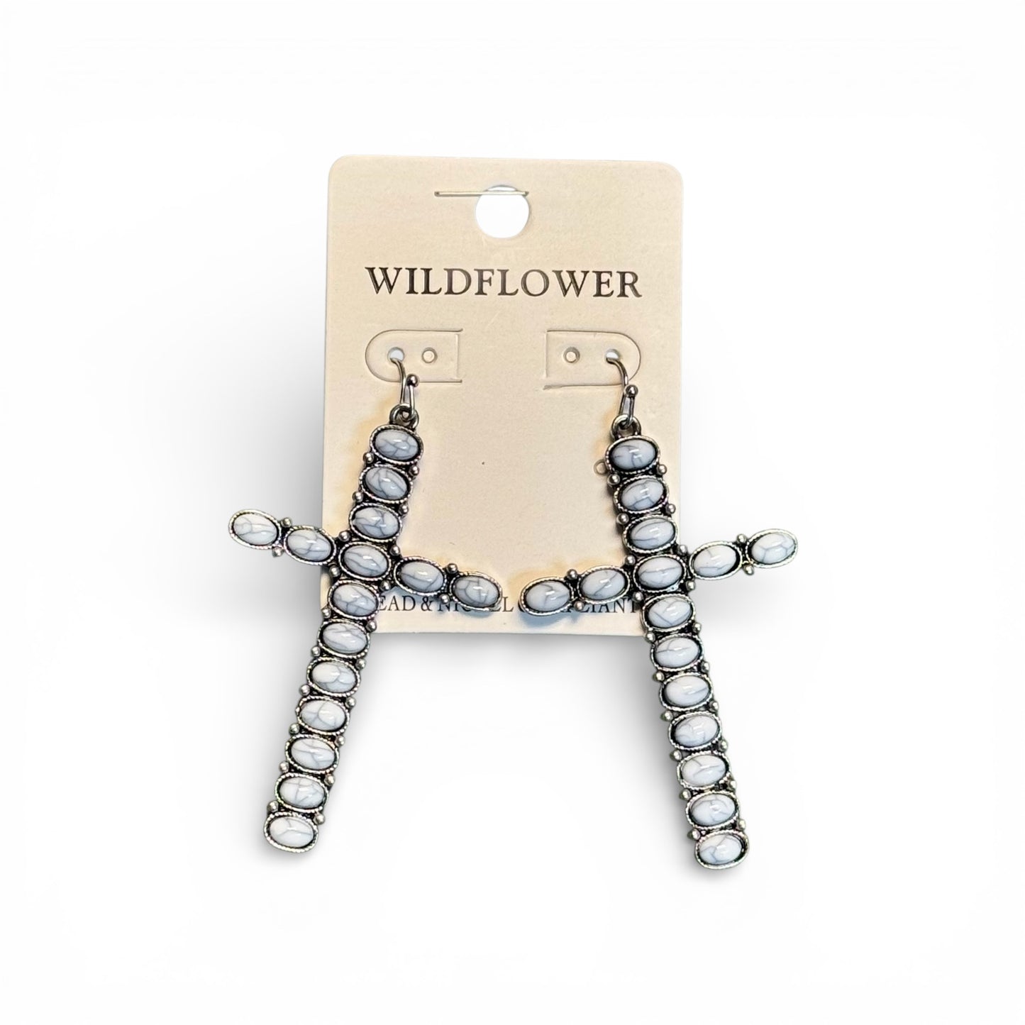 METAL CROSS EARRING WITH STONES