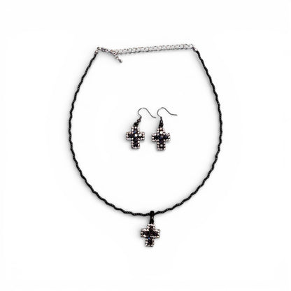VARIOUS COLOR CROSS NECKLACE AND EARRING SETS