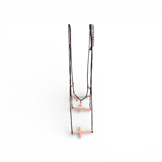 TRIPLE TIER COPPER AND ROSE GOLD NECKLACE