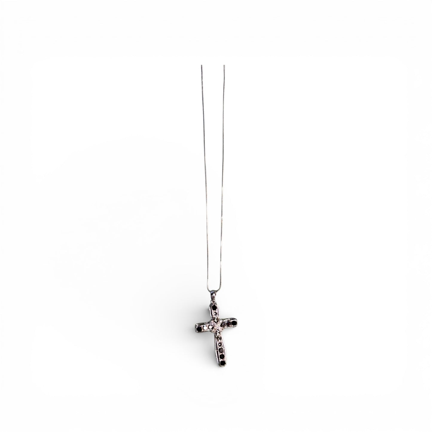 SILVER CROSS WITH COLOR RHINESTONES