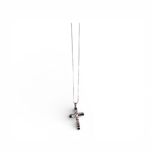 SILVER CROSS WITH COLOR RHINESTONES