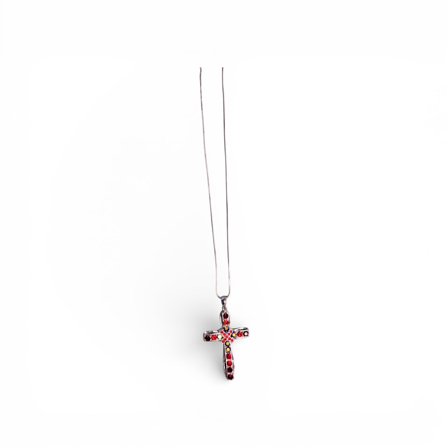 SILVER CROSS WITH COLOR RHINESTONES