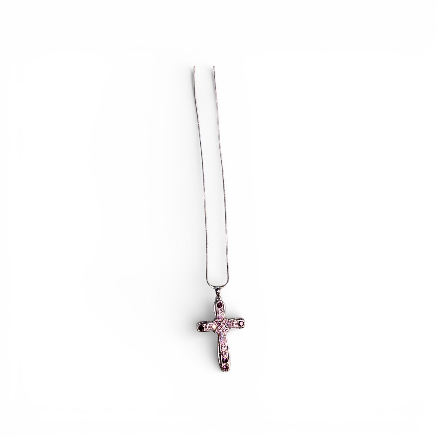 SILVER CROSS WITH COLOR RHINESTONES