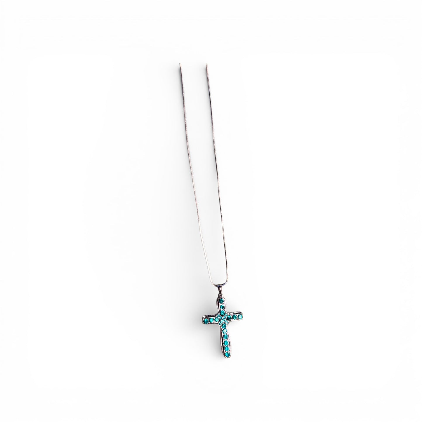 SILVER CROSS WITH COLOR RHINESTONES