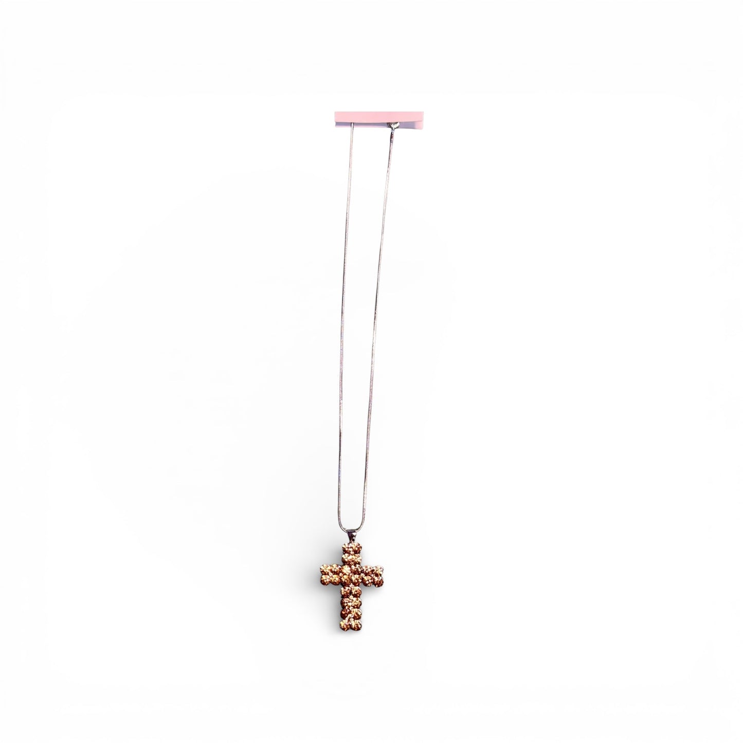 THICK GOLD RHINESTONE CROSS NECKLACE