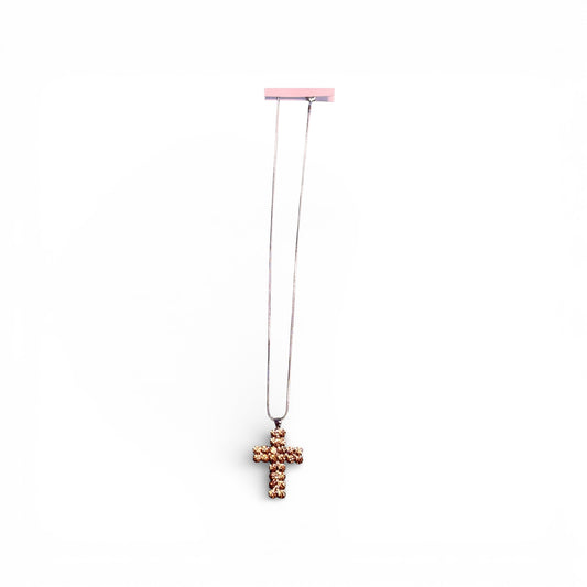 THICK GOLD RHINESTONE CROSS NECKLACE