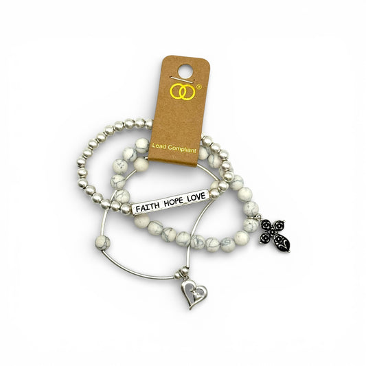3 PIECE BRACELET STACK WITH COLD STONES