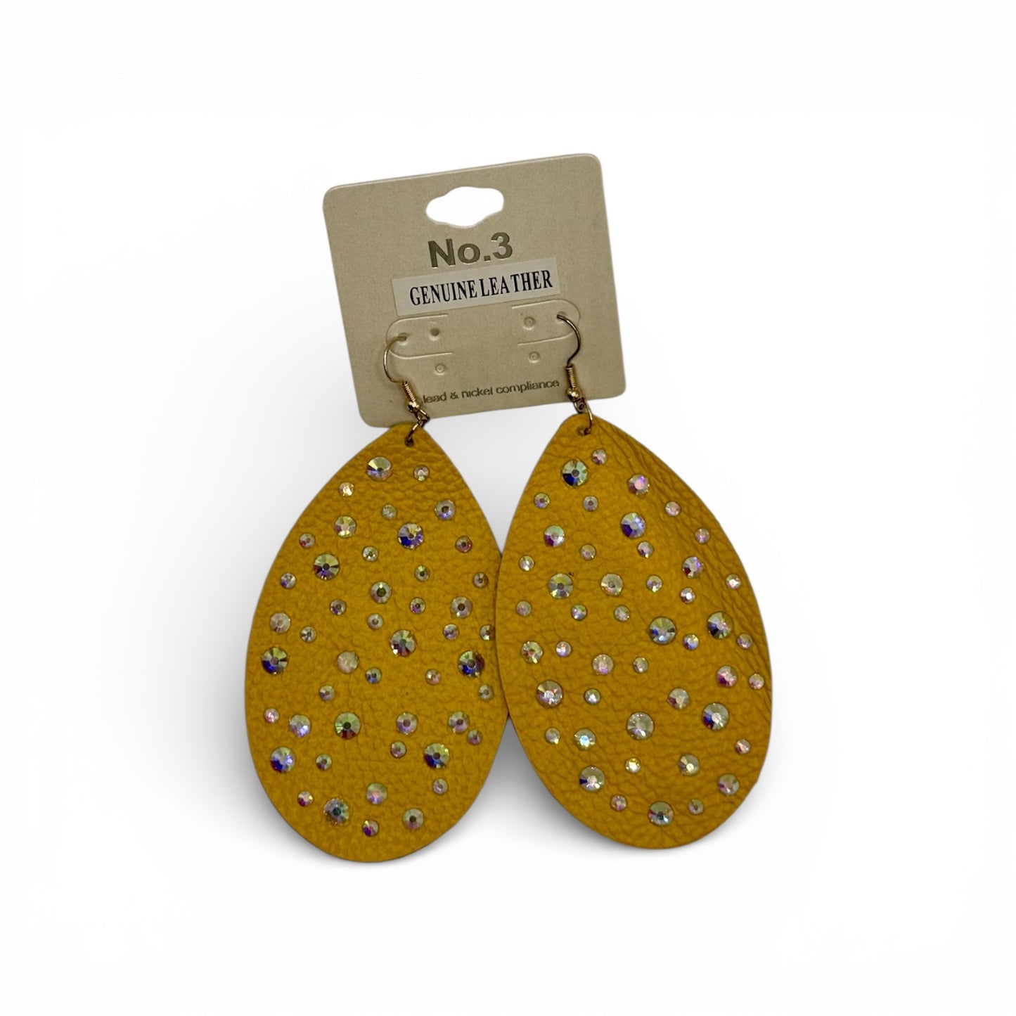 GENUINE LEATHER EARRINGS WITH AB