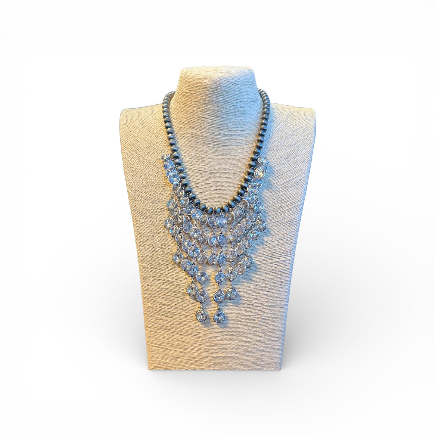 STONE FRINGE NECKLACE WITH NAVAJO BEADS